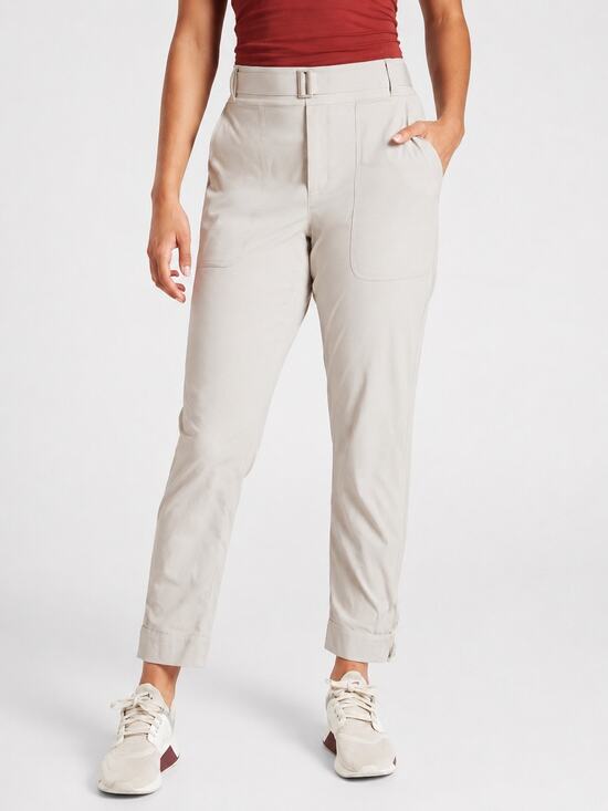 Athleta Pants - Athleta Trekkie Belted Pant Birch Grey Size 8